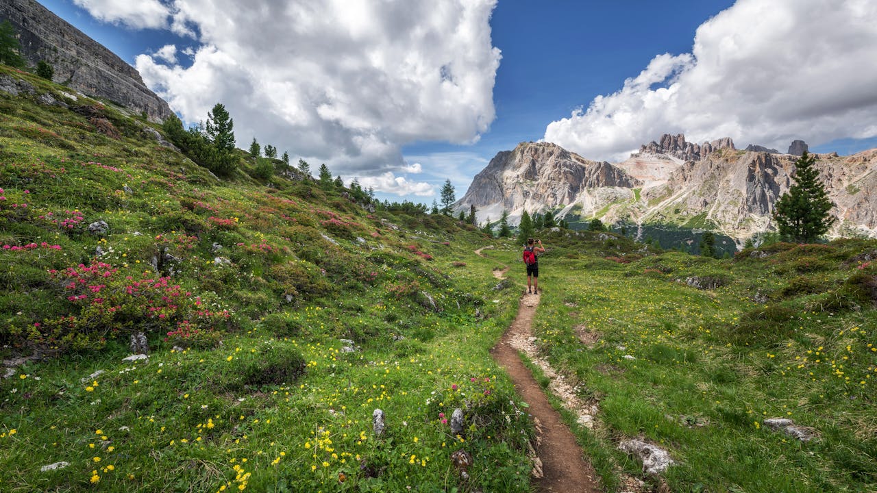 Man enjoying the outdoors on a hiking trail