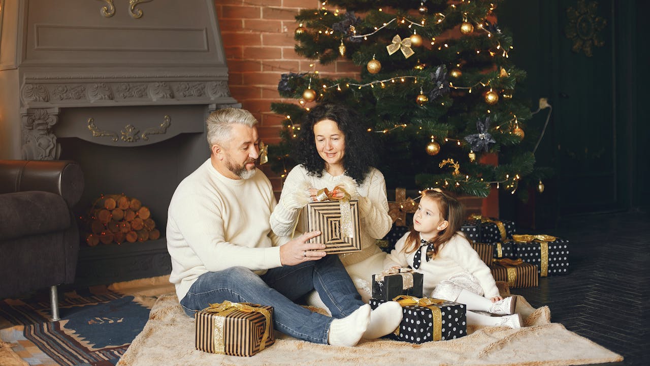 Family enjoying Christmas morning together