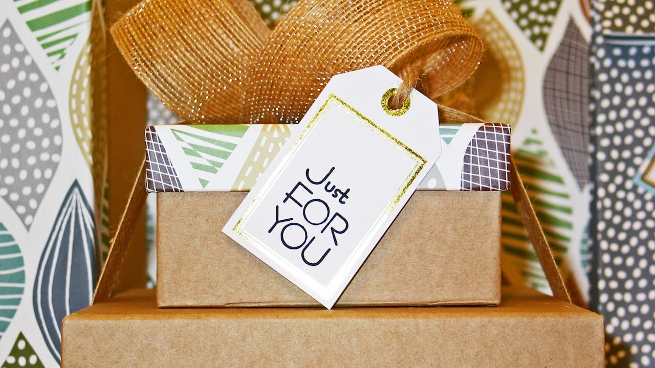 Beautifully wrapped gift box with elegant ribbon