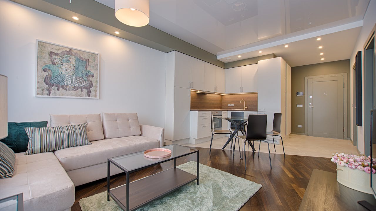 Home interior with framed art on the walls, elegant display ideas for custom portraits