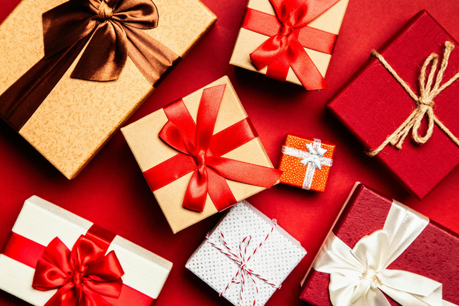 Beautifully arranged wrapped gifts