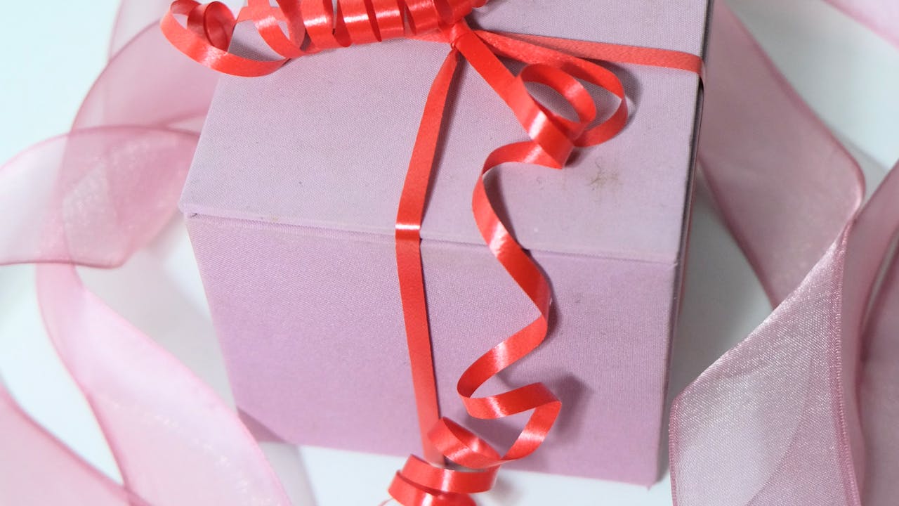A beautifully wrapped gift with ribbon