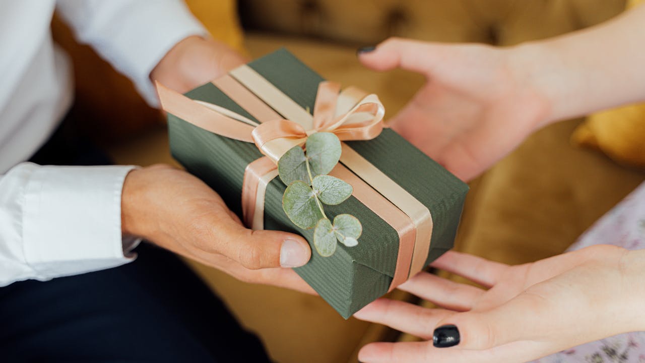 Thoughtful gift box with ribbon and personal touch