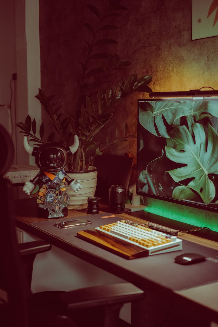 Office desk plants and greenery