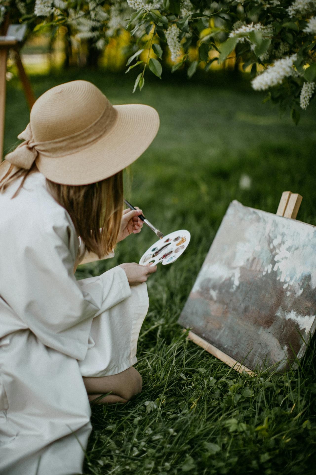 Artist studio with creative supplies and natural light