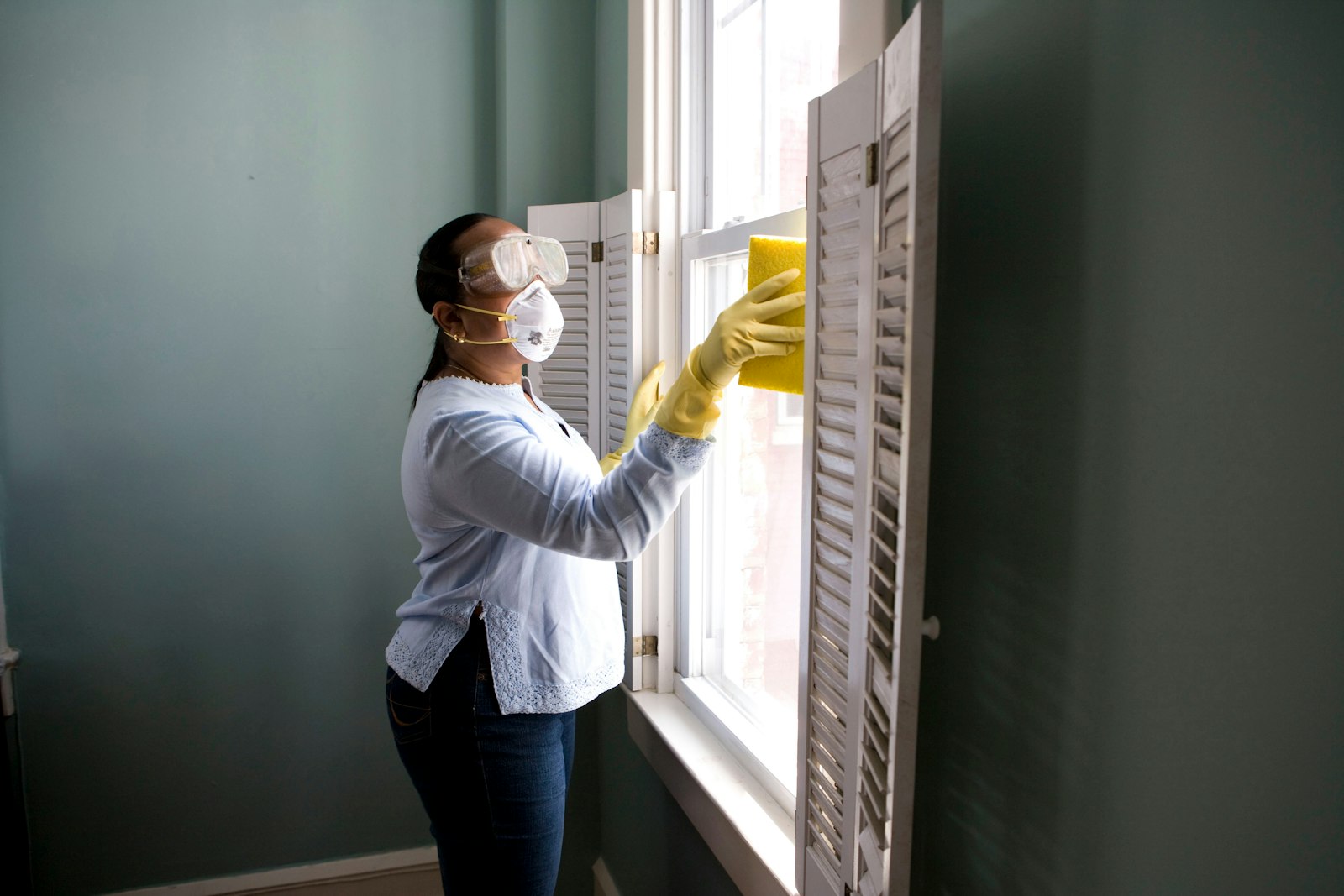 Professional house cleaning service in action