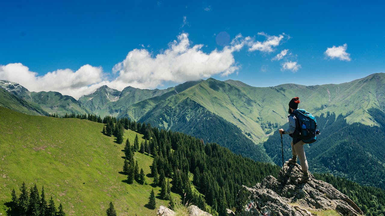 Scenic hiking trail through mountains