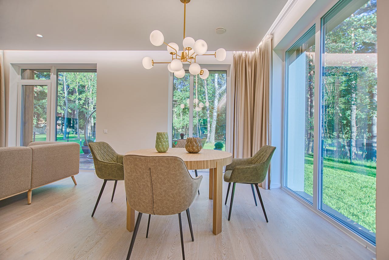 Modern living room interior with wall art display