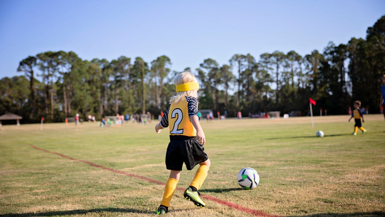Soccer jerseys and gear displayed together